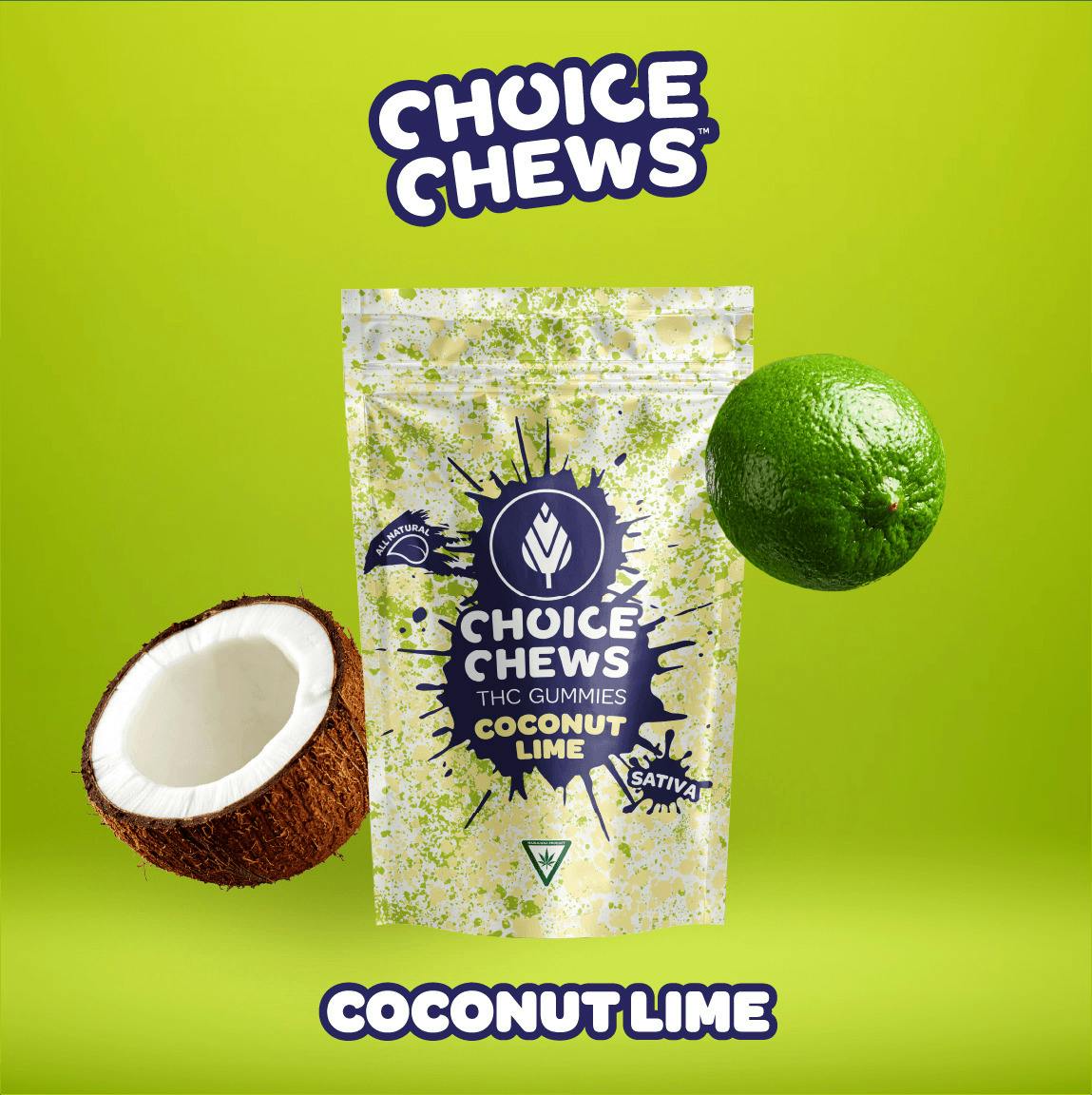 Choice Chews Gummies 10pk (100mg) Coconut Lime at Nature Medicines Dispensary