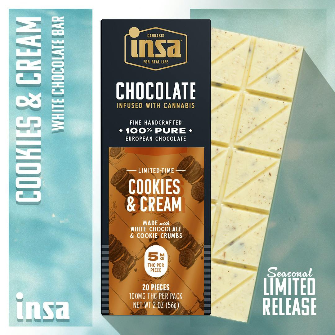 Insa Chocolate Bar 20pk (100mg) Cookies and Cream