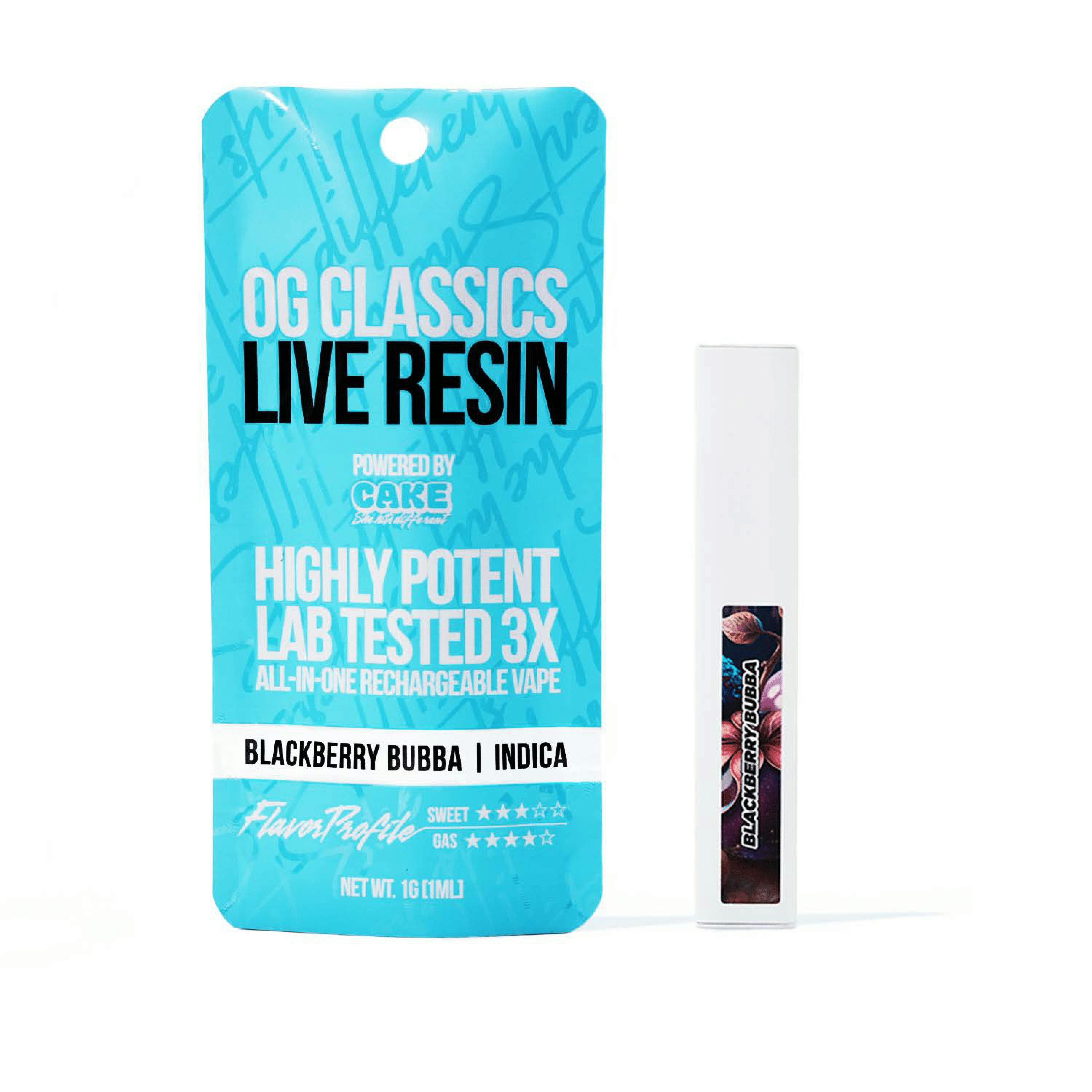 CAKE DISPOSABLE BLACKBERRY BUBBA MINI CRYO CURED LIVE RESIN 1G