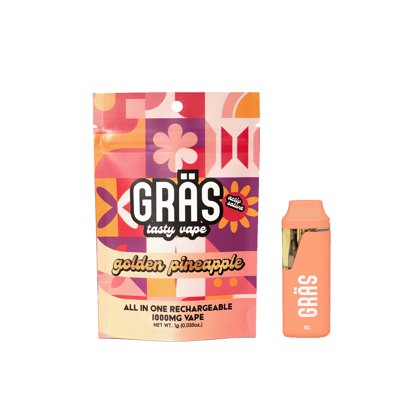 GRAS TASTY DISPOSABLE VAPE GOLDEN PINEAPPLE 1G