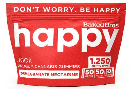 BAKED BROS HAPPY POMEGRANATE NECTARINE GUMMIES (1250MG THC/1250MG CBD/1250MG CBC)