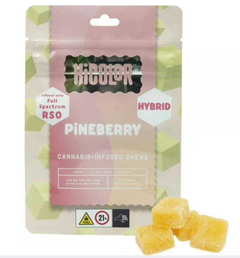 HiColor | Pineberry | Hybrid | Rso | Chews | 100mg Pack