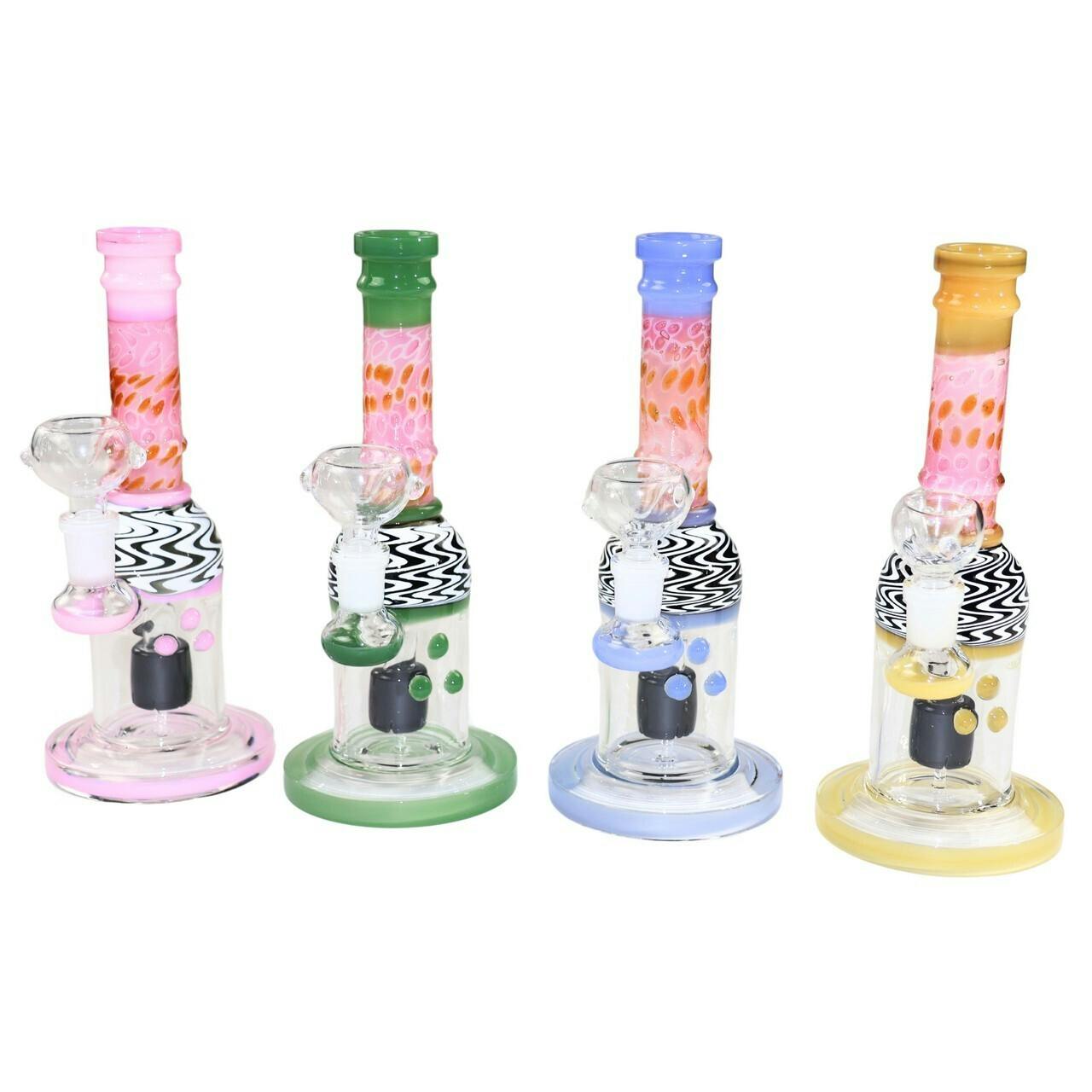 SirEEL | 9" Molina Double Glass Mushroom Bong with Bowl | Assorted Colors