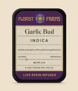 Florist Farms | Garlic Bud | Indica | Infused PreRoll | 5 Pack | 2.5g