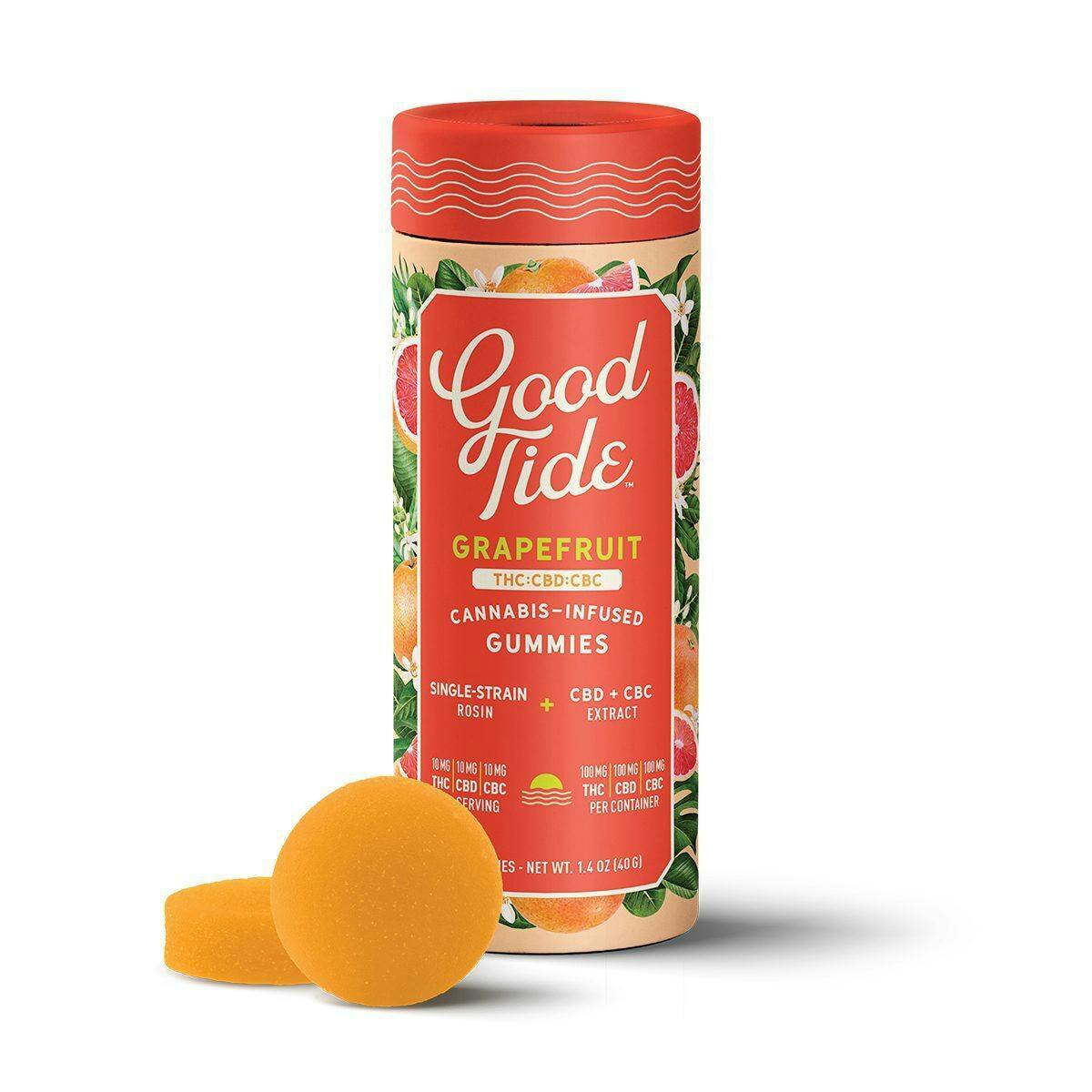 Good Tide - Grapefruit Solventless 1:1:1 Hash Rosin Gummies (100mg) [Vegan]