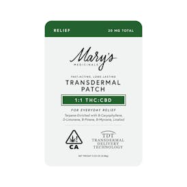 Mary's Medicinals: Transdermal Patch | 1:1 | 10mg THC : 10mg CBD