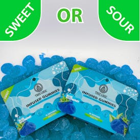 SOUR BLUE RASPBERRY GUMMIES | 100MG