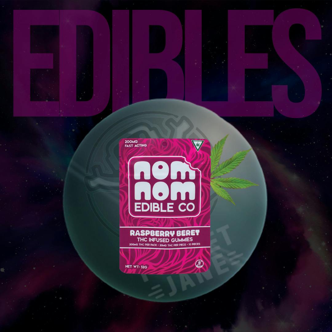 Nom Nom Edible Co. - 200mg Gummies - Raspberry Beret