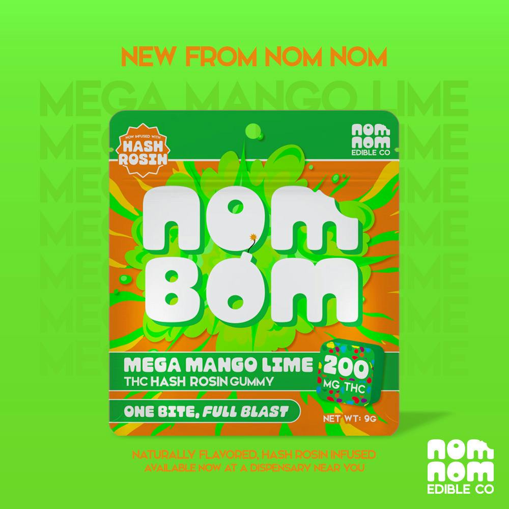 Nom Nom Edible Co. - 200mg Nom Bom Hash Rosin Gummy - Mega Mango Lime