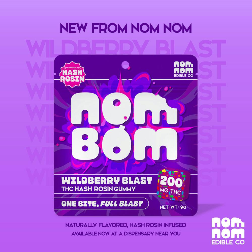 Nom Nom Edible Co. - 200mg Nom Bom Hash Rosin Gummy - Wildberry Blast