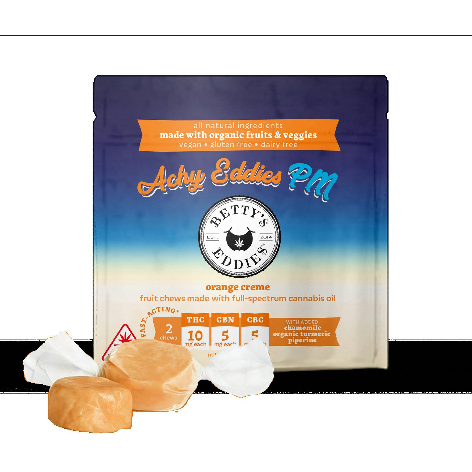 Orange Creme 10:5:5 (THC:CBN:CBC) Chews 100mg - Betty's Eddies