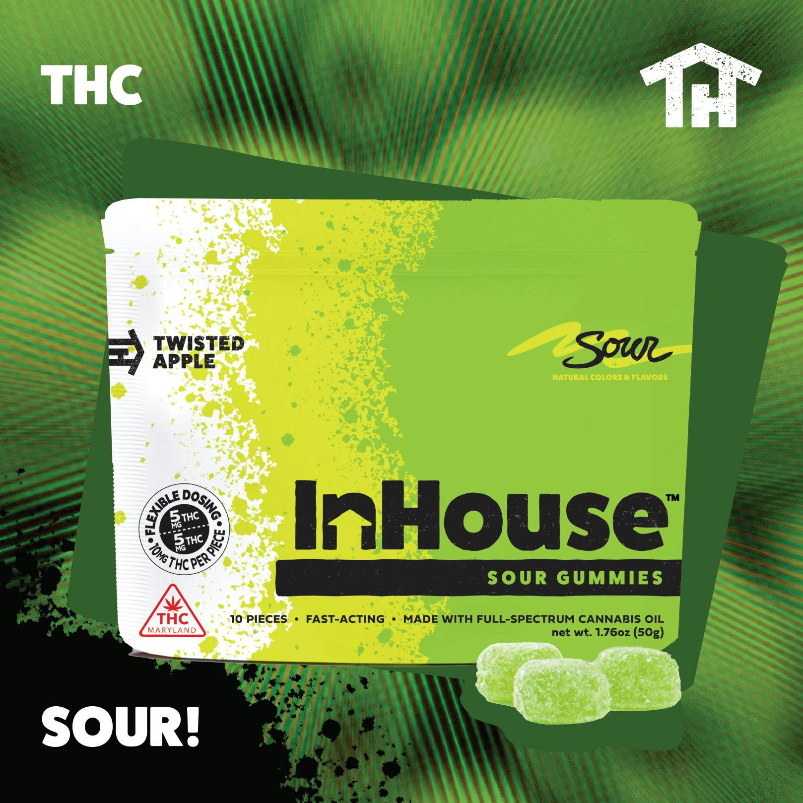 Sour Apple Fast Acting Gummies 100mg - InHouse