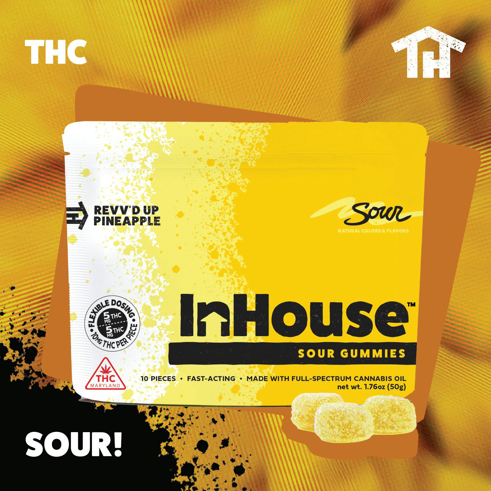 Sour Pineapple Fast Acting Gummies 100mg - InHouse