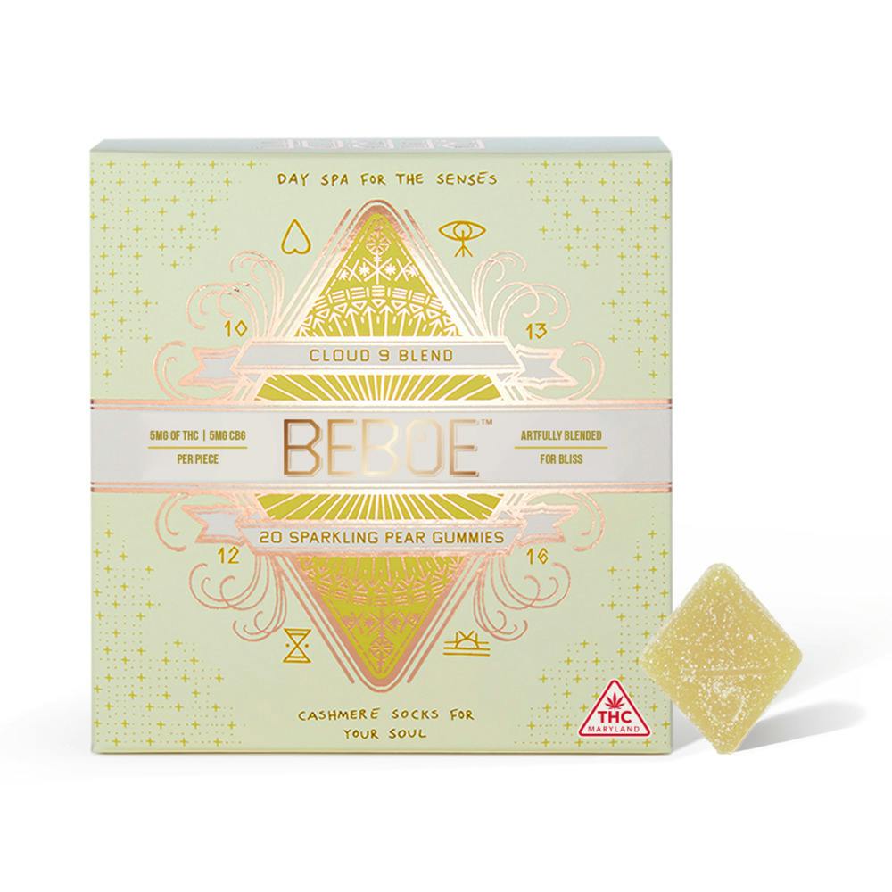 Cloud 9 Sparkling Pear Gummies 1:1 (THC:CBG) 100mg - Beboe