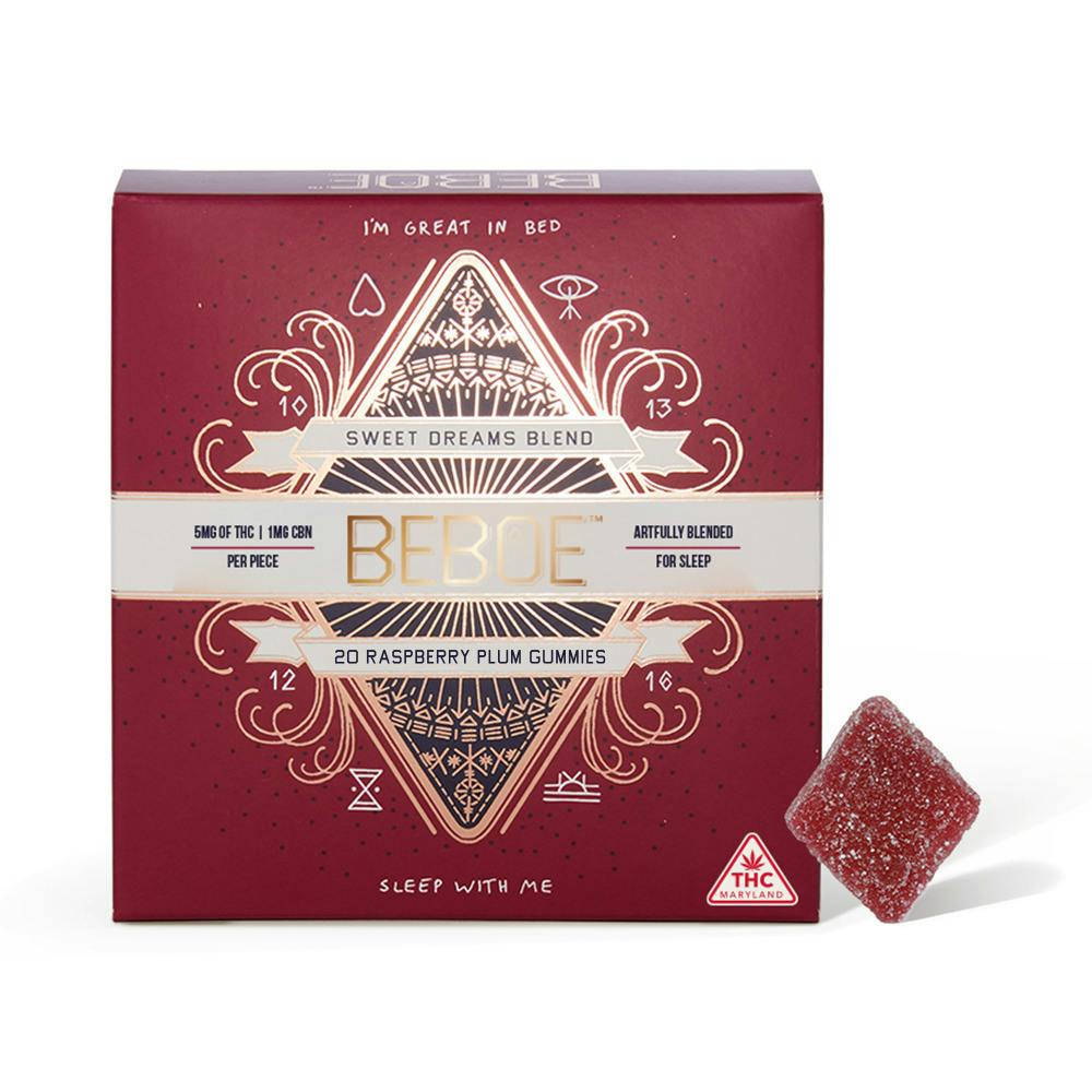Sweet Dreams Raspberry Plum Gummies 5:1 (THC:CBN) 100mg - Beboe