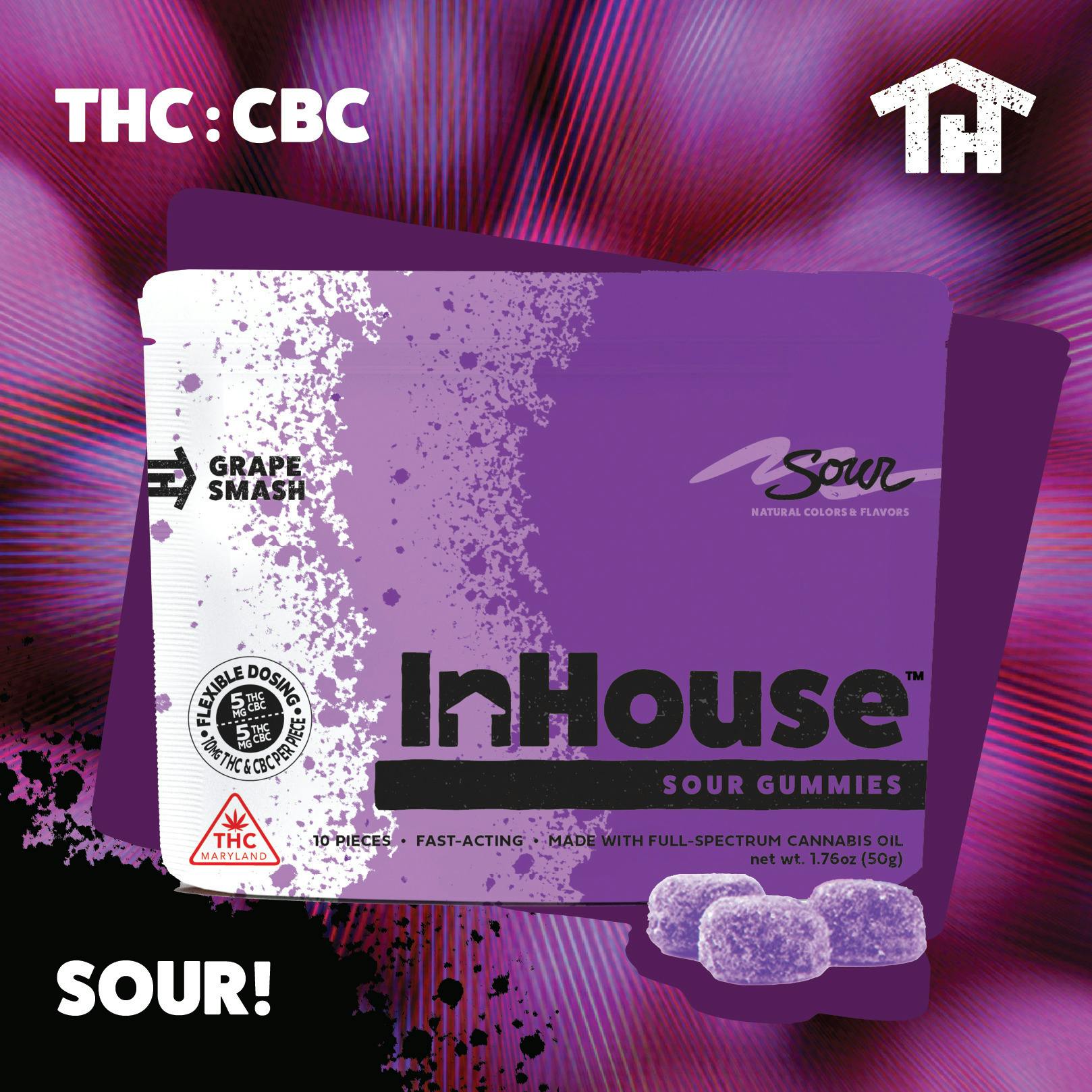 Sour Grape Fast Acting Gummies 100mg - InHouse