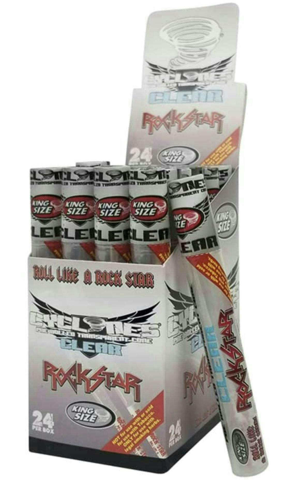 Cyclone - Rockstar - King Size Clear Cone - 2pk cones