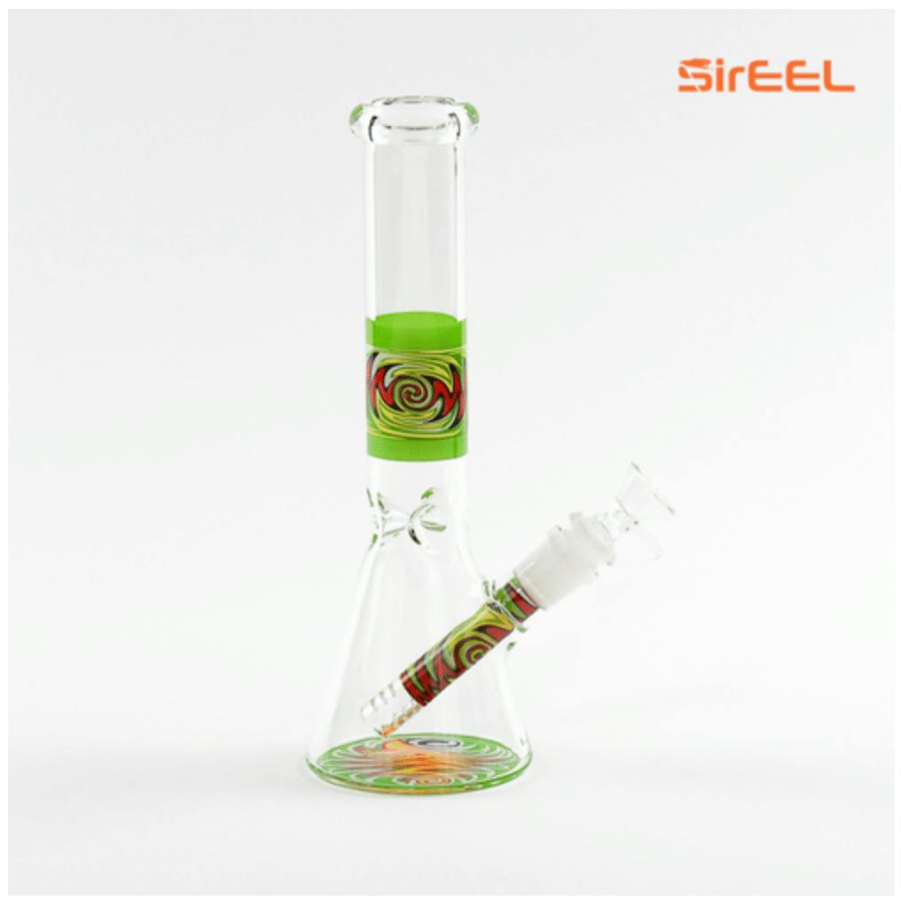 SirEEL - 10" 3-Section Wig-Wag Beaker Bong with Flower Bowl - Assorted Colors - 10" Huggy Bear