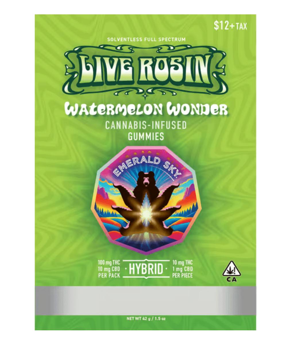 Emerald Sky - Watermelon Wonder Live Rosin - 100mg Gummies - Gummy - Hybrid