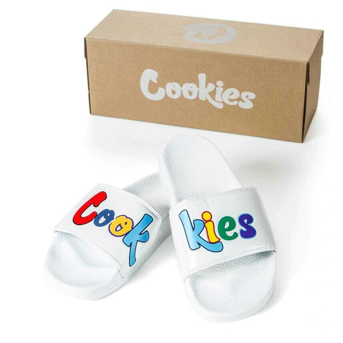 Cookies Co. - Cookies White Original Mint Logos Faux Leather Slides - 6M