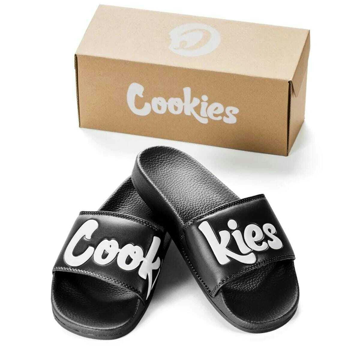 Cookies Co. - Cookies Black Original Mint Logos Faux Leather Slides - 7M