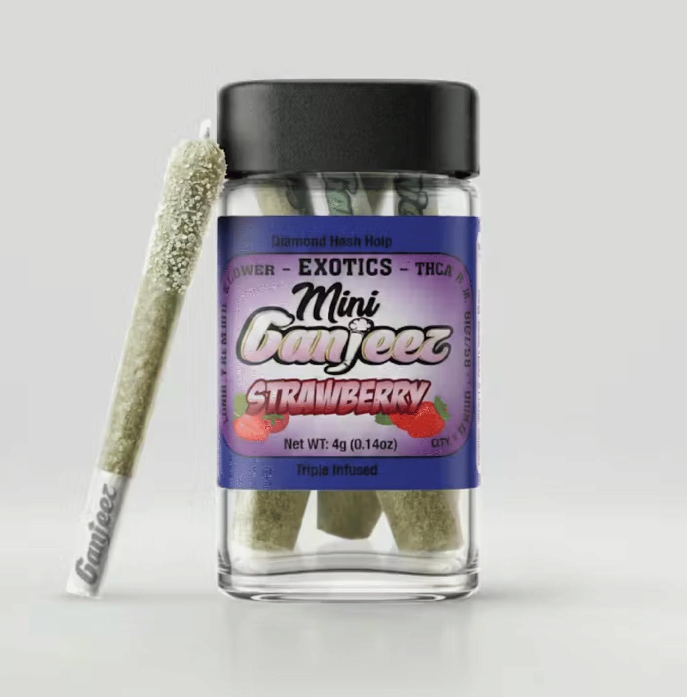 Ganjeez - Strawberry - .8g Triple Infused Prerolls (5pk) - Infused PR Pack - Sativa Dom