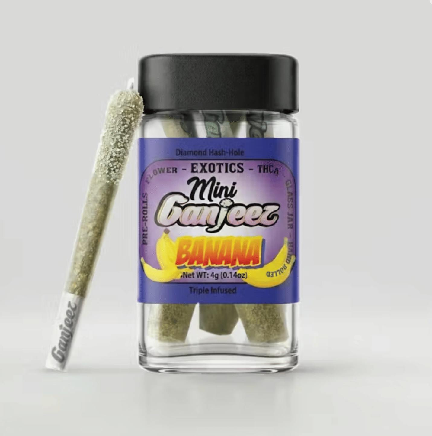 Ganjeez - Banana - .8g Triple Infused Prerolls (5pk) - Infused PR Pack - Indica Dom