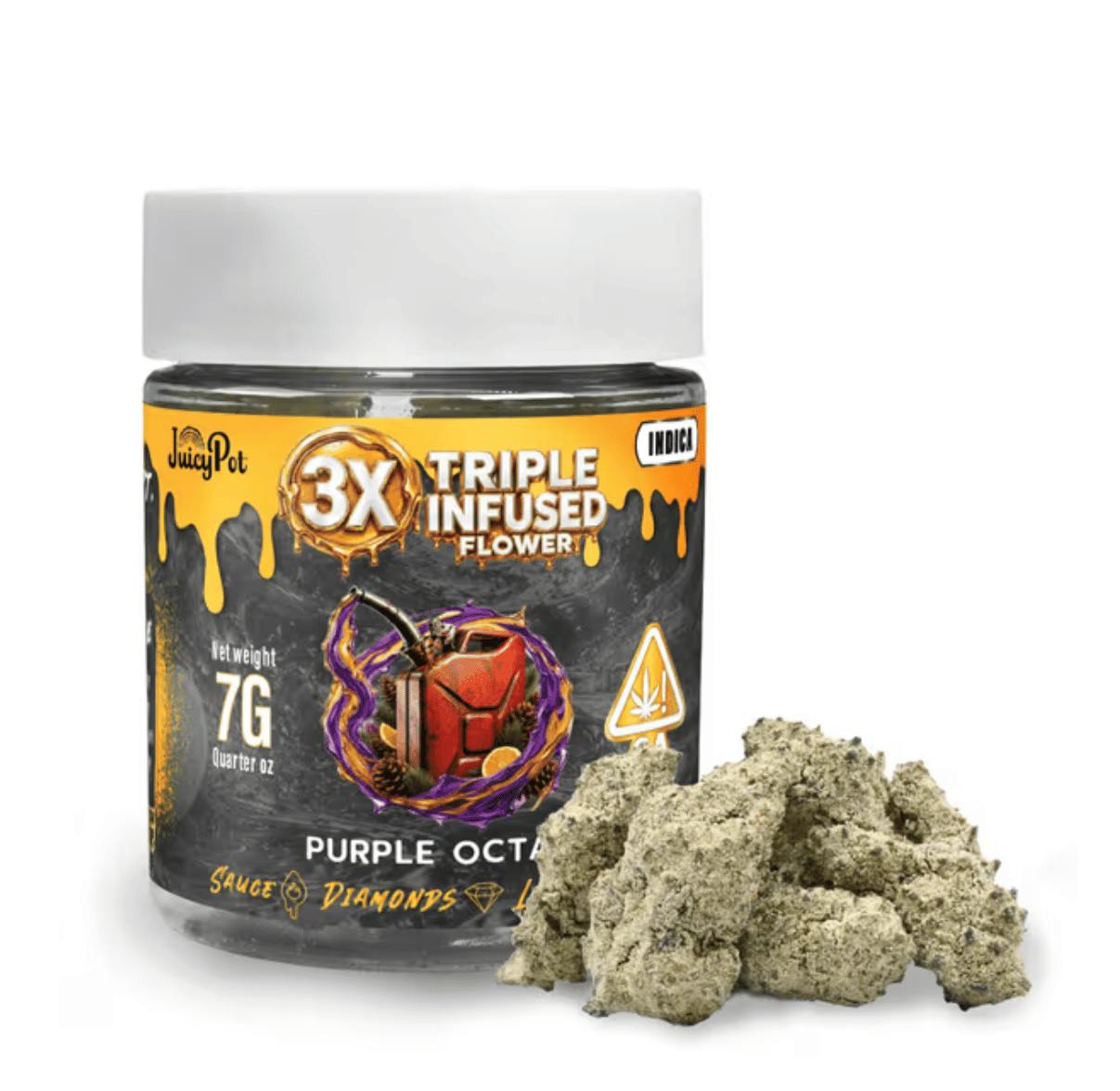 Juicy Pot - Purple Octane - 7g Triple Infused Flower - 7g Infused - Indica