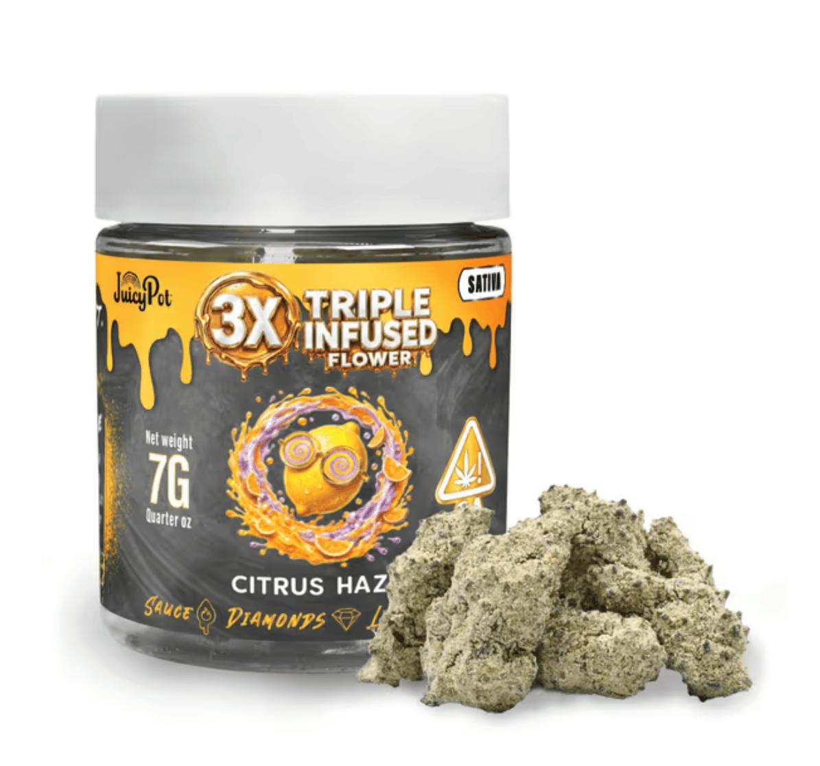 Juicy Pot - Citrus Haze - 7g Triple Infused Flower - 7g Infused - Sativa