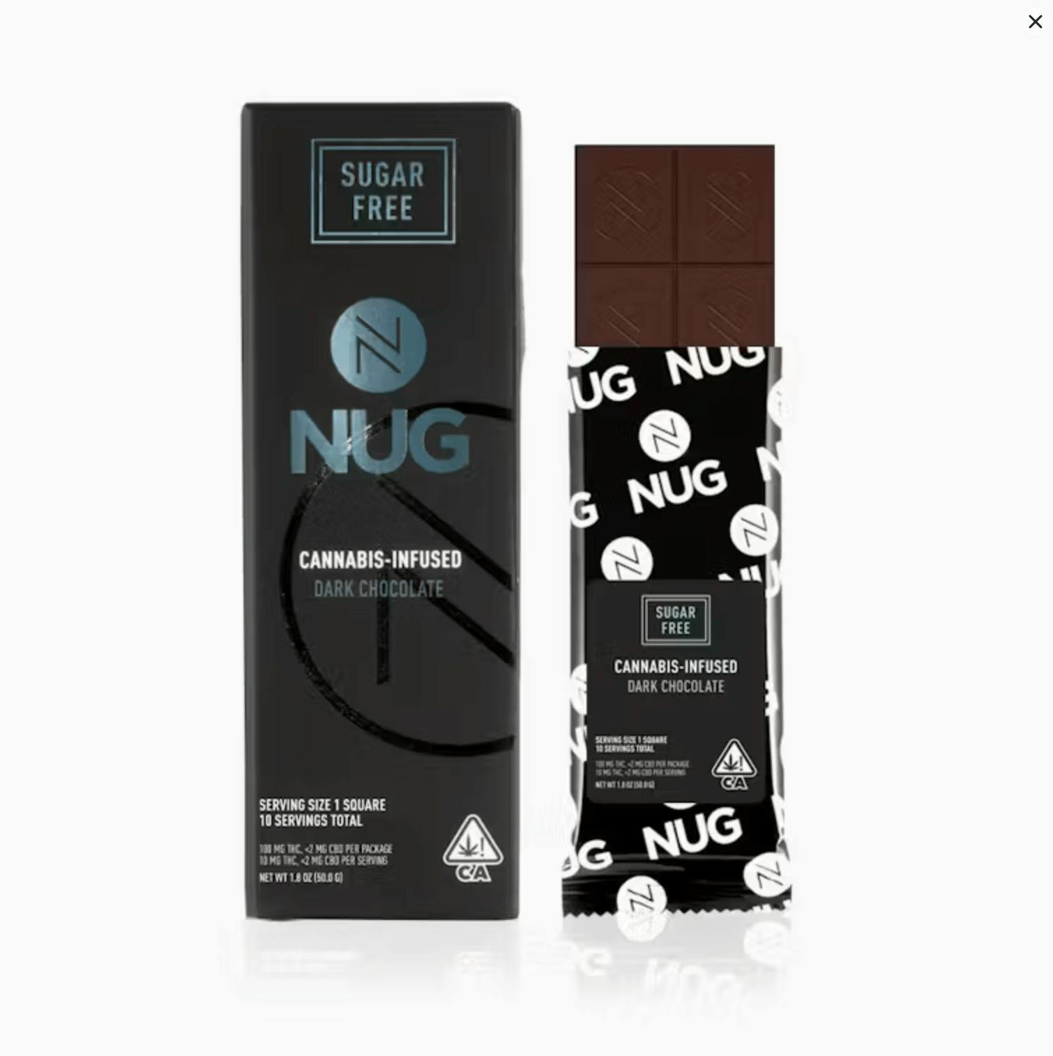 NUG - Sugar Free Dark Chocolate Bar - 100mg - S.F. Drk Chocolate