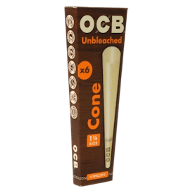 OCB VIRGIN UNBLEACHED 1 1/4 CONES (6 PACK)