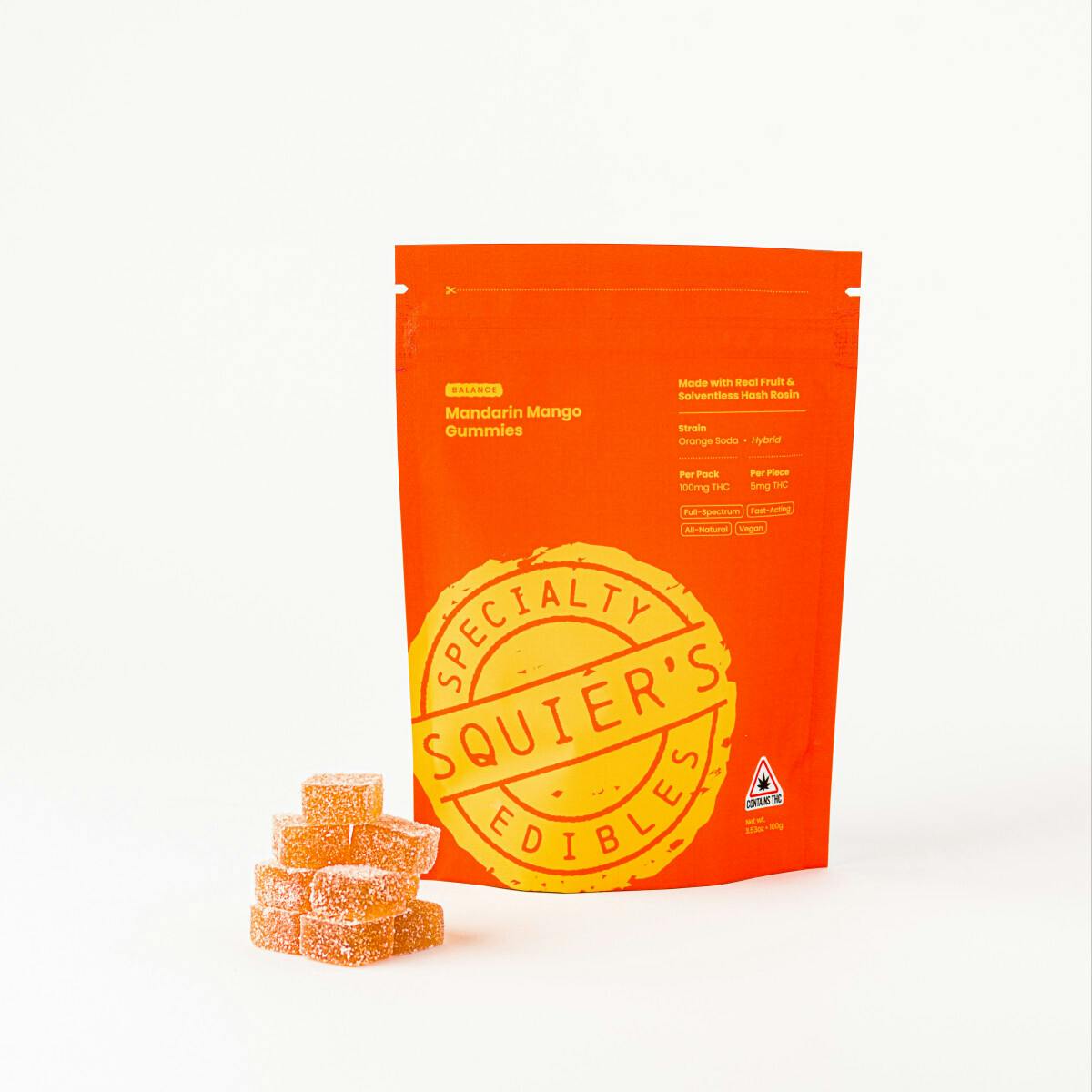 Mandarin Mango - 100mg THC Hash Rosin - Gummies by Squier's Specialty Edibles