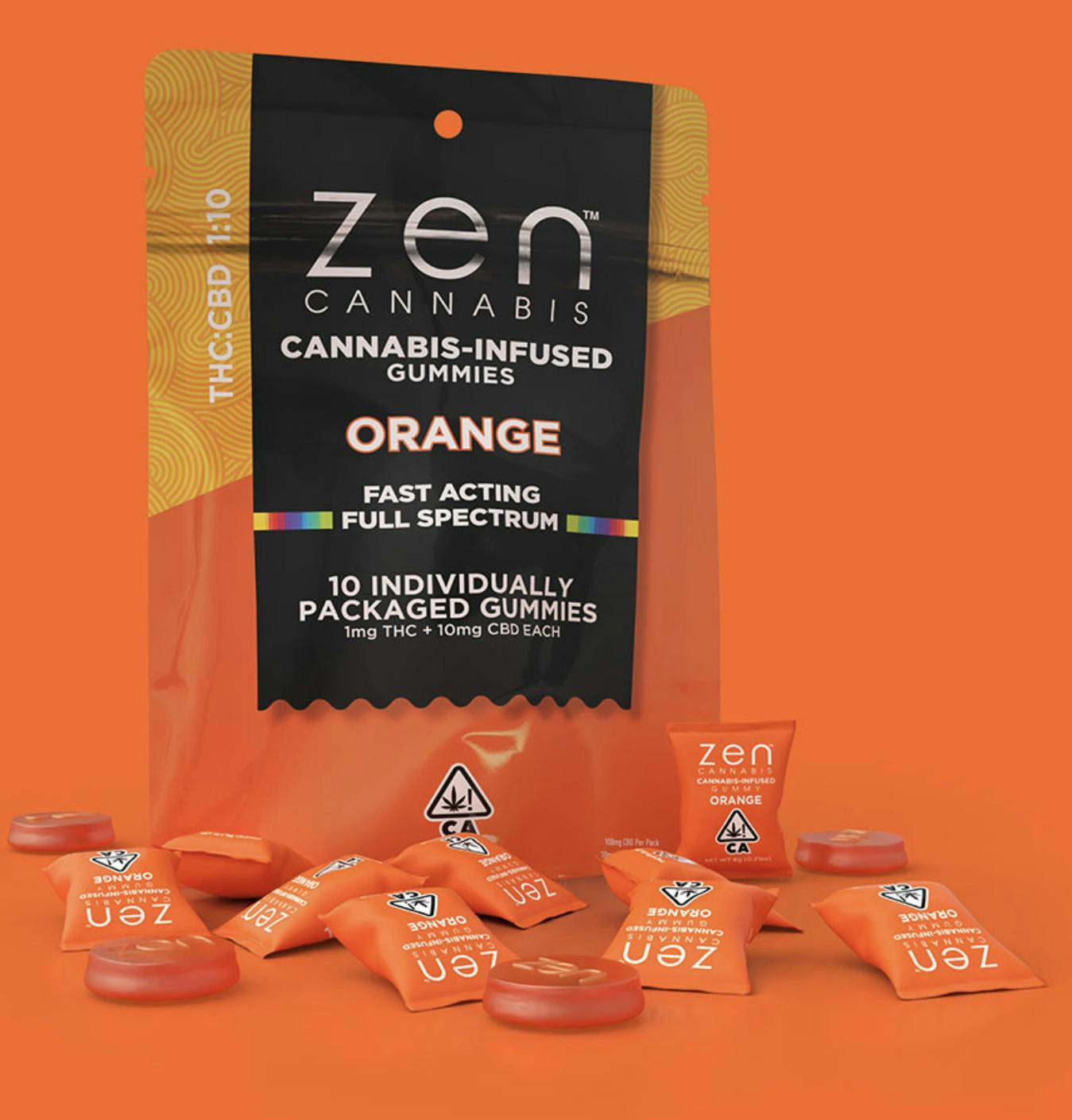 Zen | Gummies (10 Pack) | Hybrid Orange | 1:10 THC:CBD
