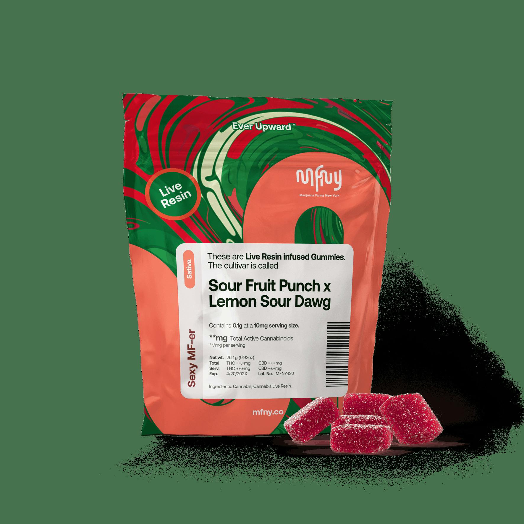 MFNY Sour Fruit Punch x Lemon Sour Dawg 10pk 10mg Live Resin Gummies