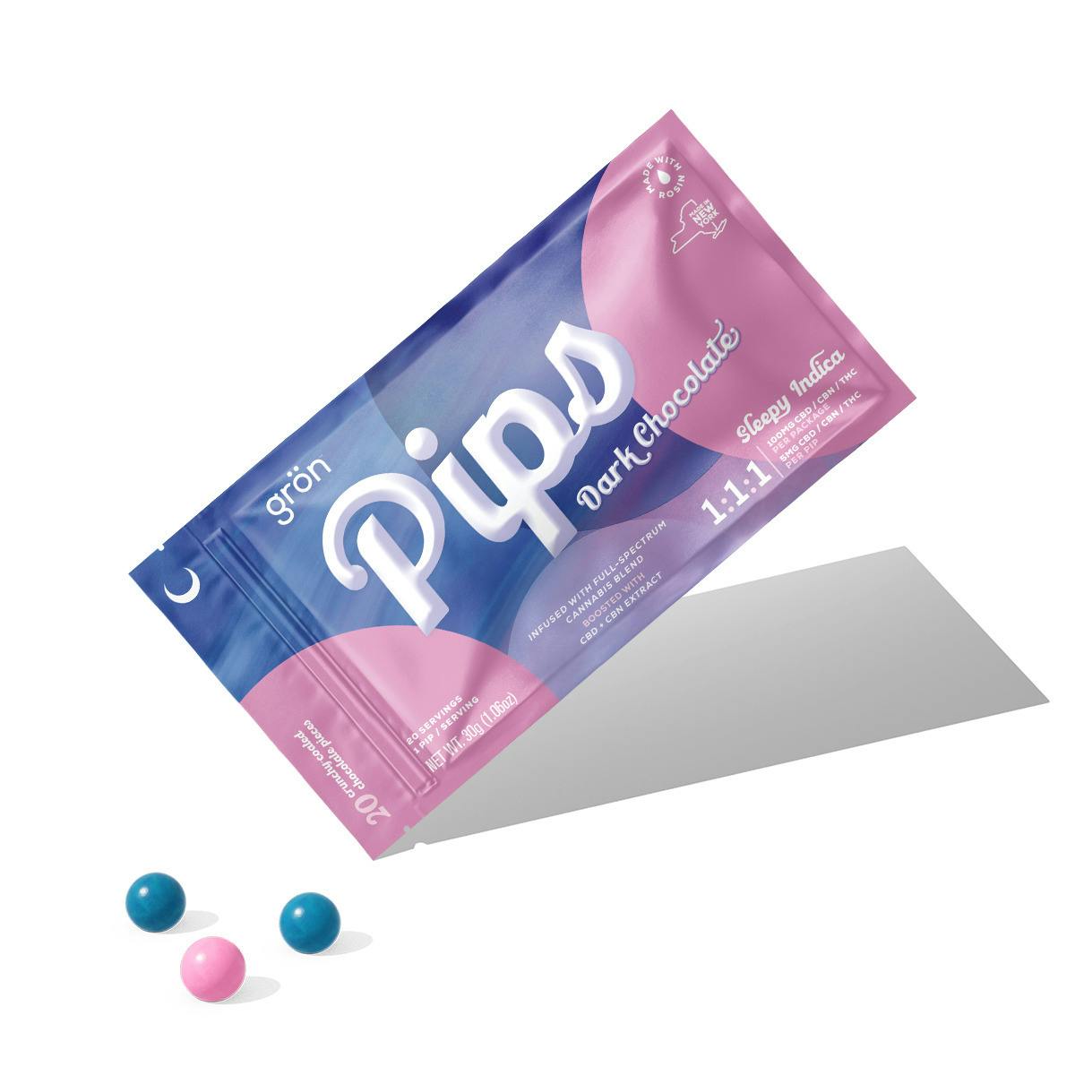 Gron Pips Dark Chocolate Sleepy Indica 20pk 5mg Chocolate Pieces