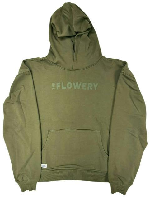 The Flowery Olive Green Cropped Hoodie Size XL
