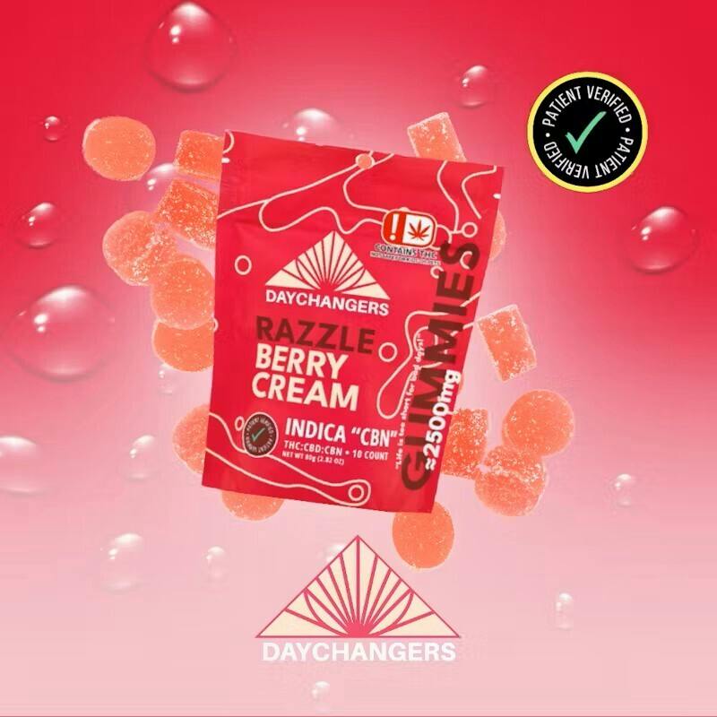 Day Changers 2500mg 1:1 THC:CBD Indica Gummies Razzleberry Cream ($25 OTD)