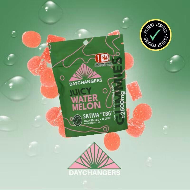 Day Changers 2500mg 1:1 THC:CBD Sativa Gummies Watermelon ($25 OTD)