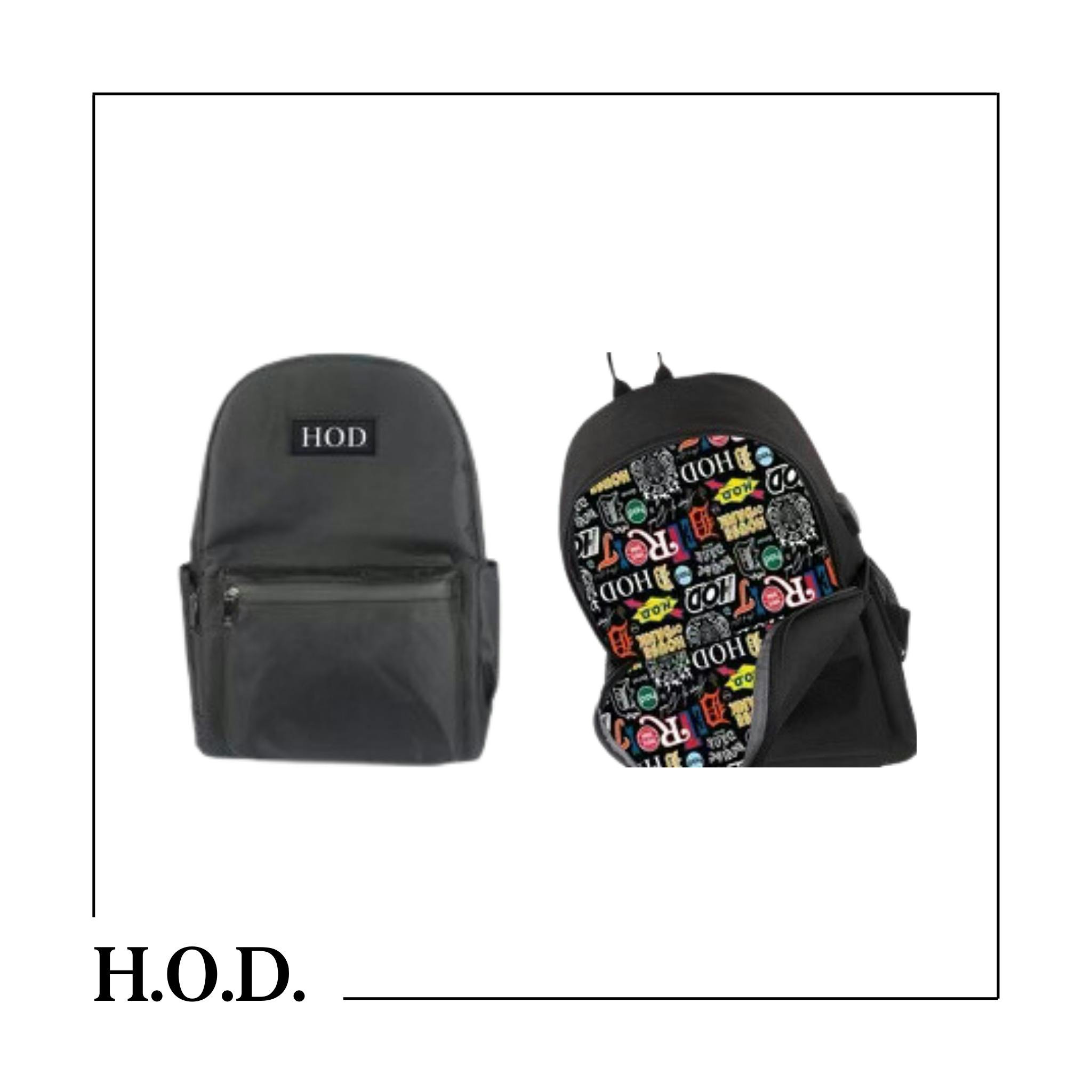 H.O.D. Logo Pattern Black Smell Proof Backpack