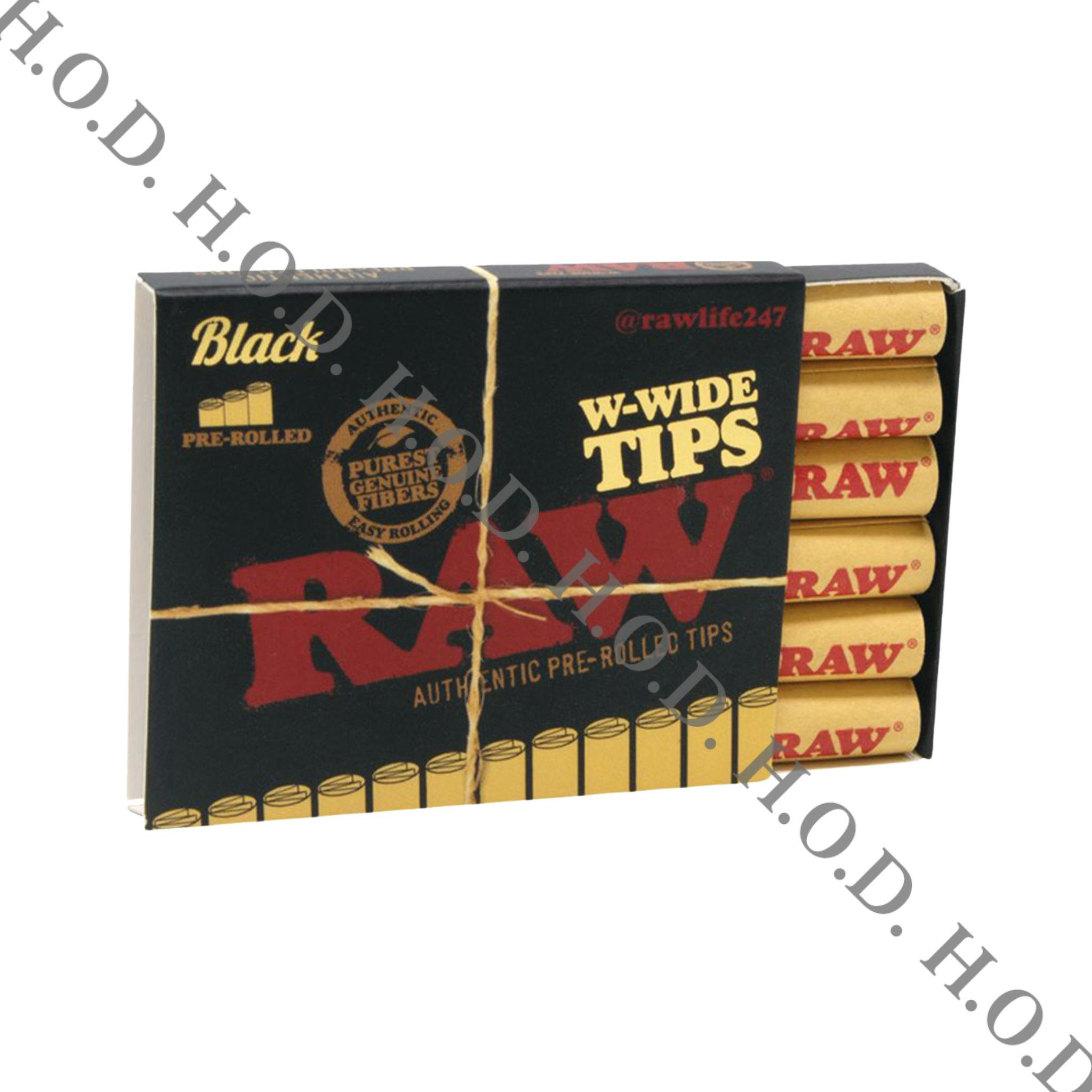 Raw Wide Black Tips Pre-Rolled 20 Pack