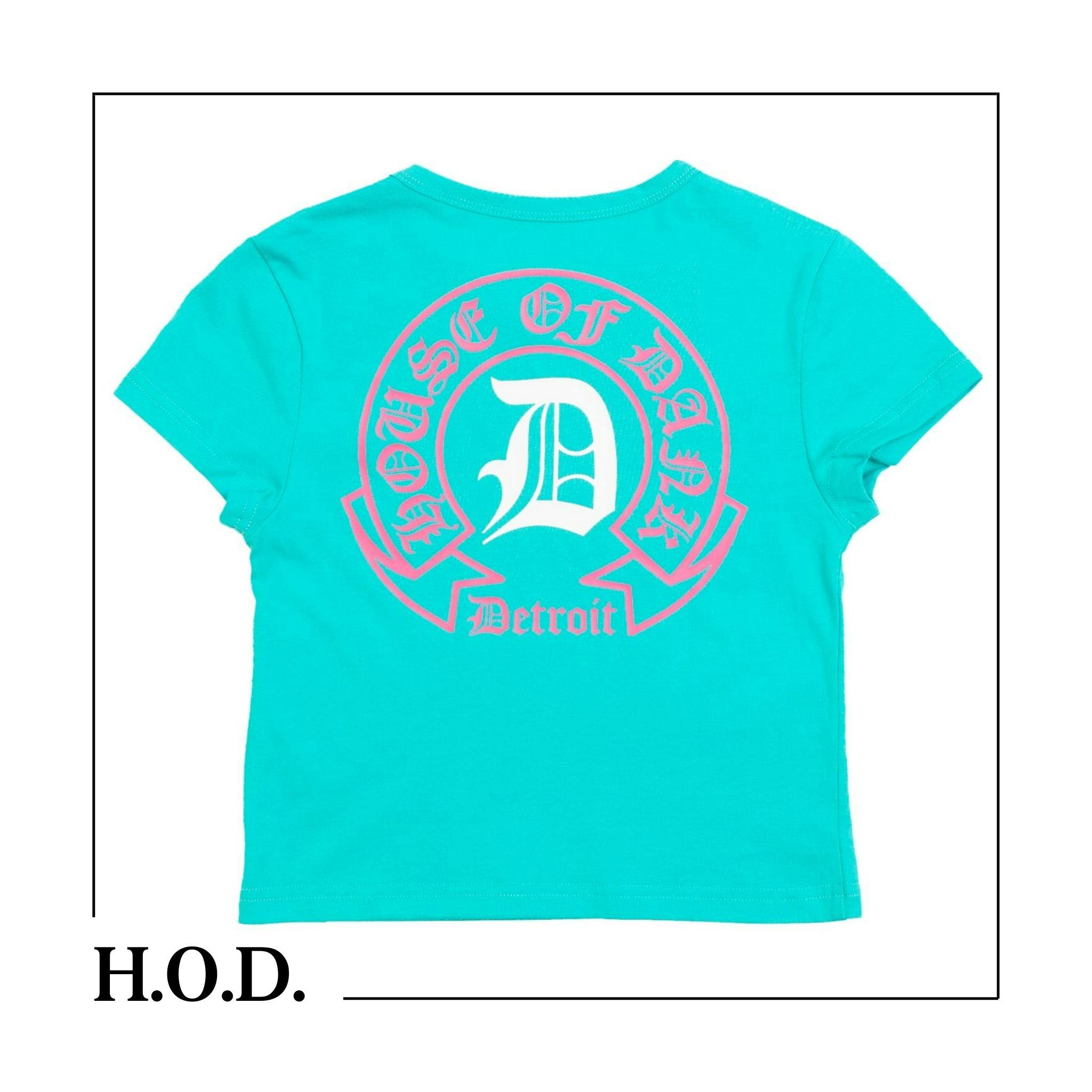 H.O.D. x Tie High Teal Cropped Slim Tee S