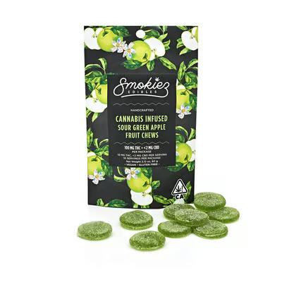 Smokiez | 100mg Fruit Chews | REC - Sour Green Apple 1:1 (H)