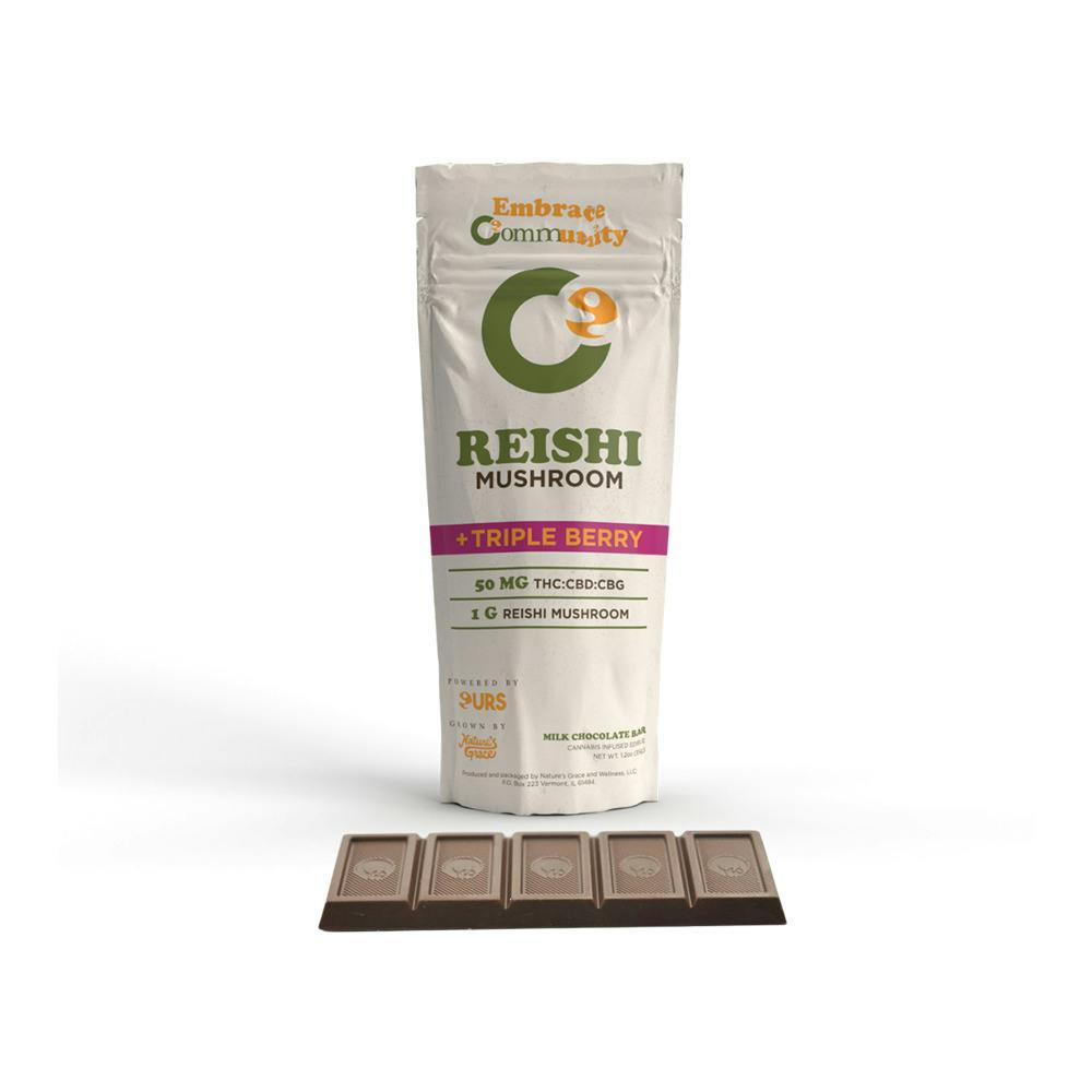 COMMUNITY Chocolate Bar Reishi Mushroom 50mg: Triple Berry Milk Chocolate