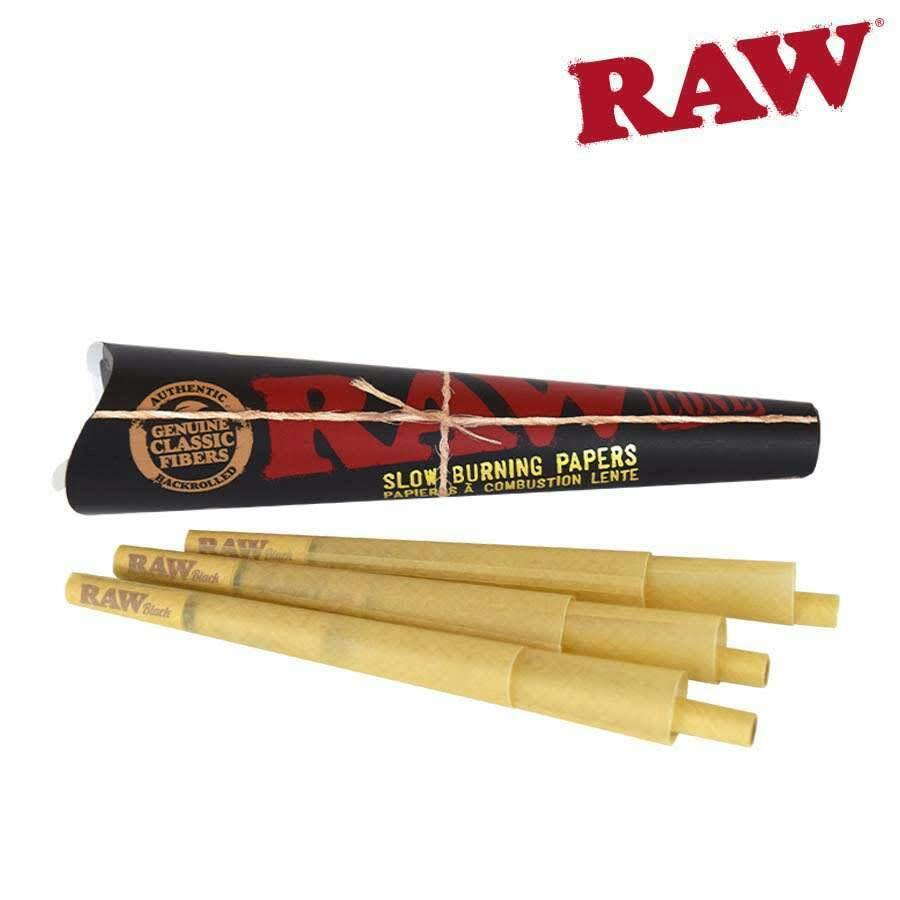 RAW BLACK CONES 1 1/4- 6 PACK