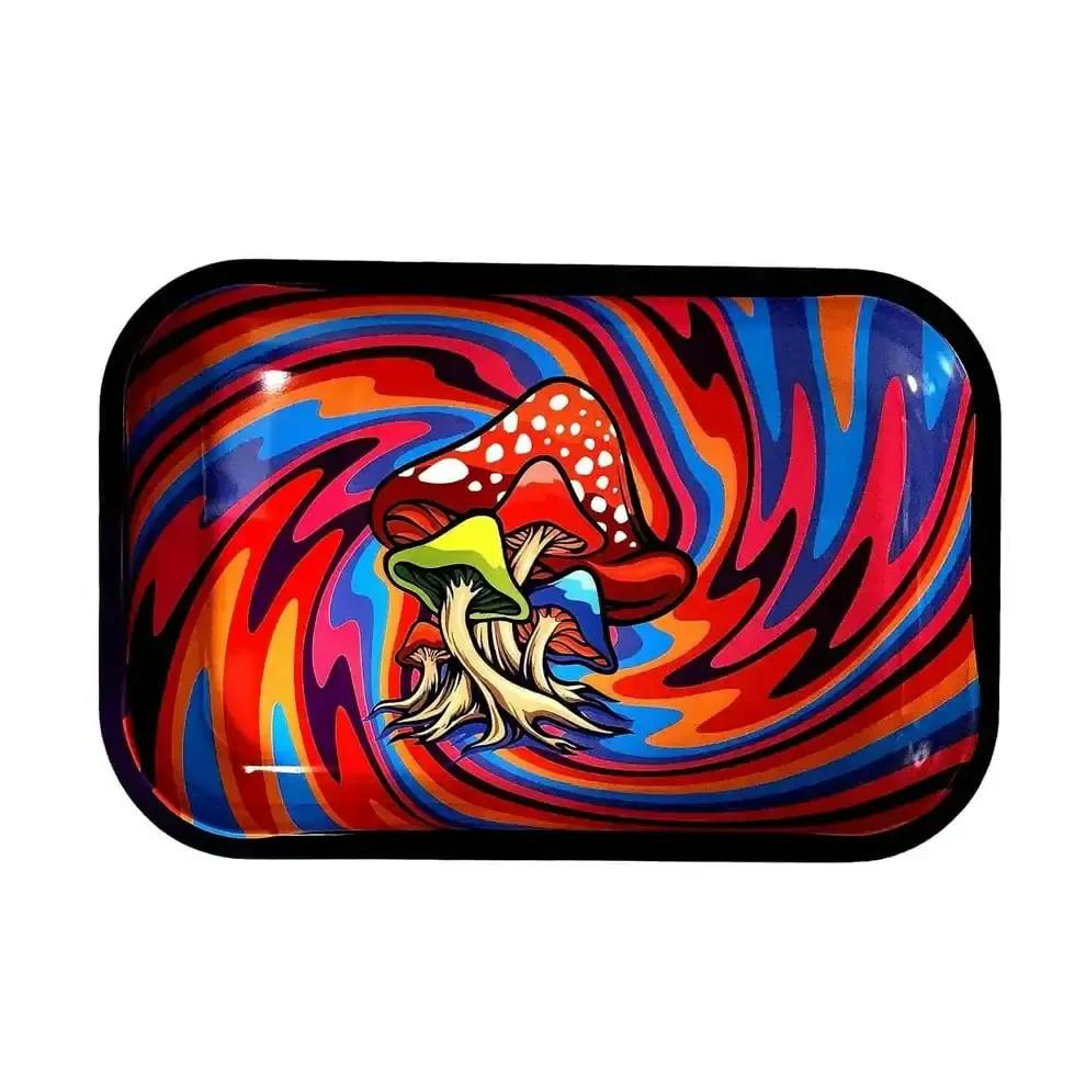 RAINBOW SWIRL MUSHROOM ROLLING TRAY