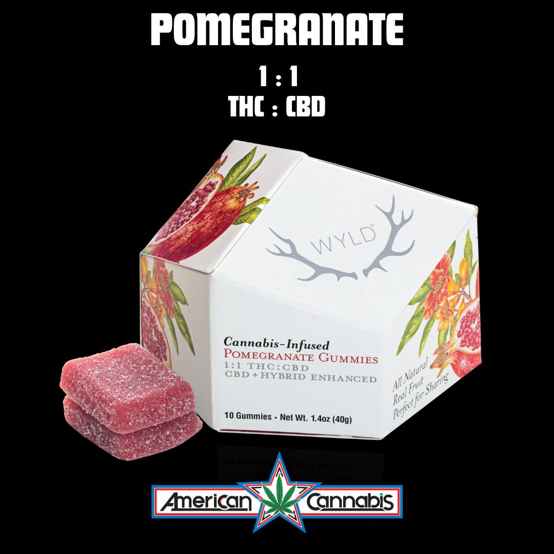 [Edible] WYLD Pomegranate 1:1 100mg THC 100mg CBD [Hybrid]