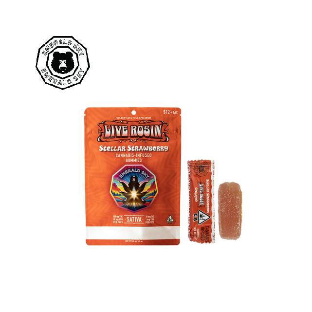 STELLAR STRAWBERRY 10:1 THC:CBD 100MG 10 PACK LIVE ROSIN GUMMIES