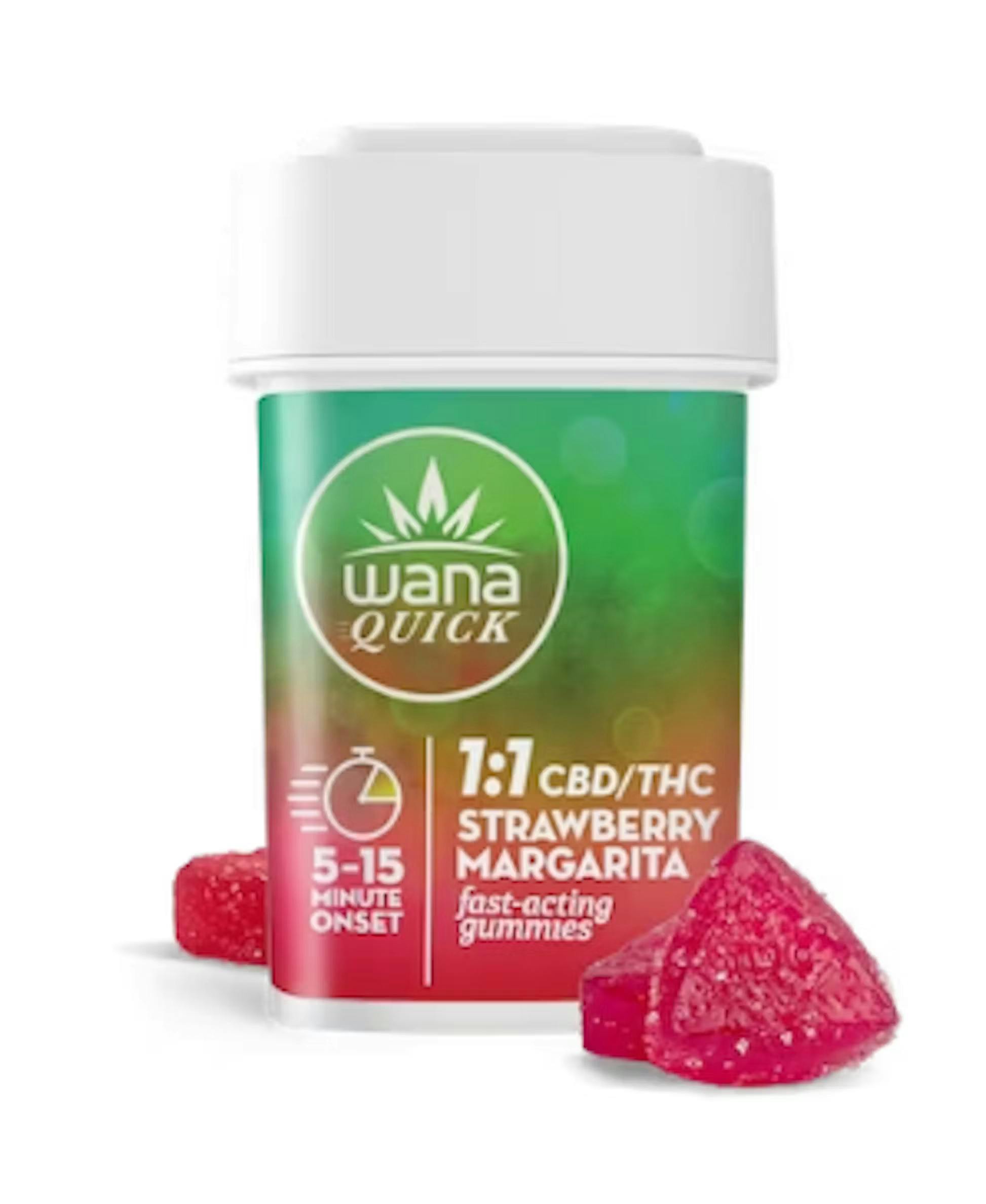 Wana Fast Acting Gummies 100mg 1:1 - Strawberry Margarita