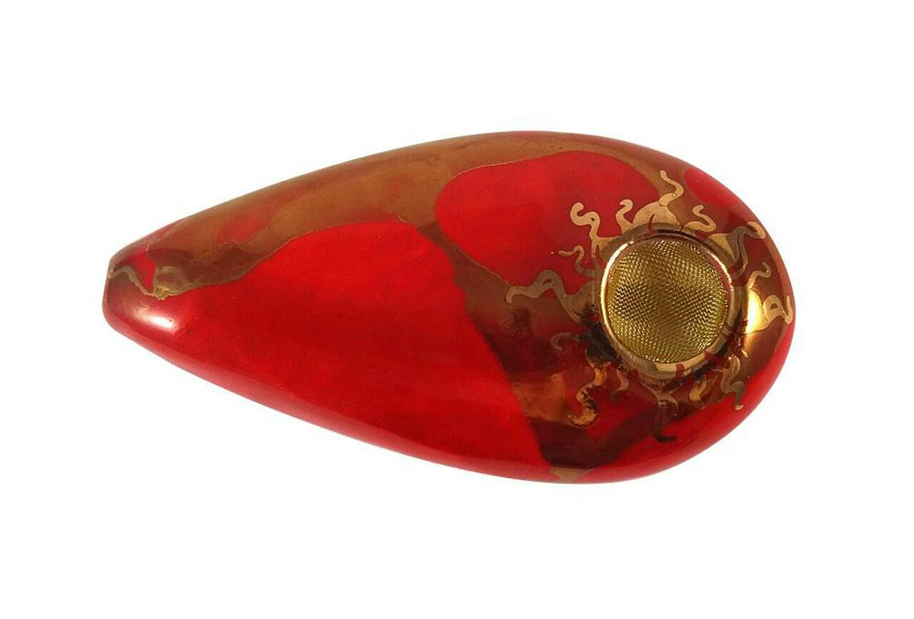 Porcelain Gold Goddess Pipe - Red