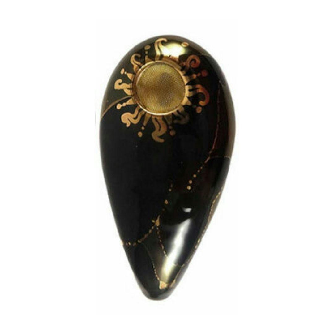 Porcelain Gold Goddess Pipe - Black